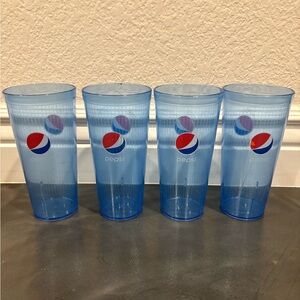 Vintage Pepsi Cola Restaurant Blue Pebbled Plastic Stackable Tumbler Cups 24 Oz